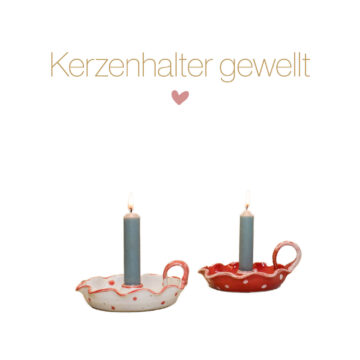 Keramikkerzenhalter groß mit Henkel gewellter Rand