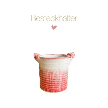 Keramikbesteckhalter weiss mit Streifen Einzelstück