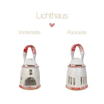 Keramik-Lichthaus mit Henkel weiss rund Einzelstück