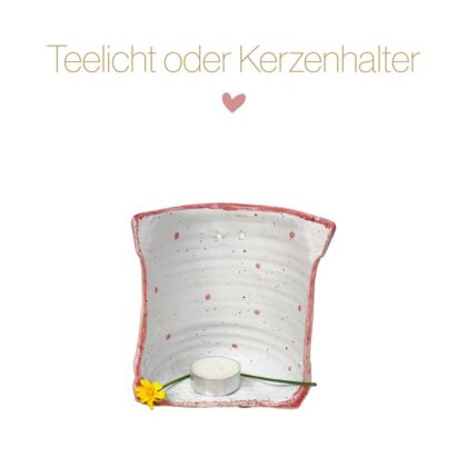 Keramik Teelicht- oder Kerzenhalter weiss Einzelstück